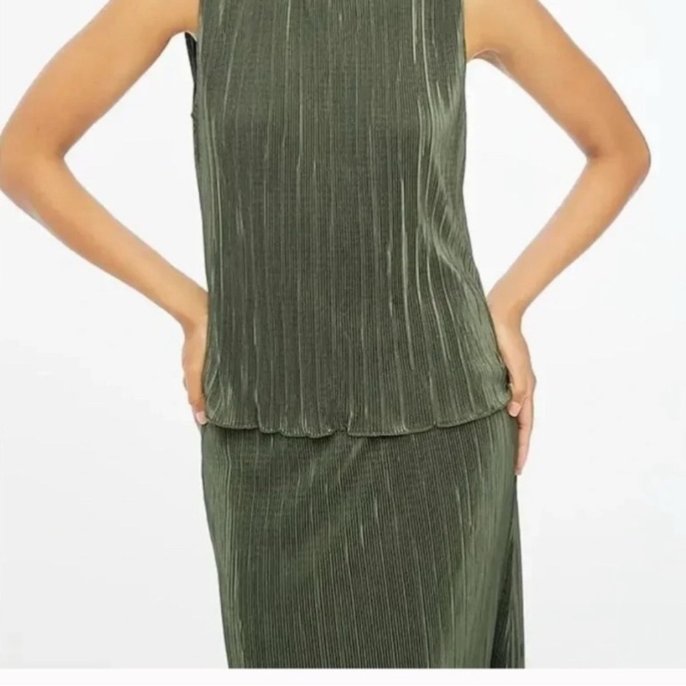 SET- J. Crew Olive Sleeveless Top and Skirt Set